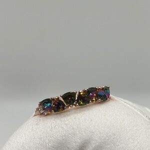 Elegant Multicolor Stone Women's Ring Rose Gold No Tag No Bag Never Work Size 11